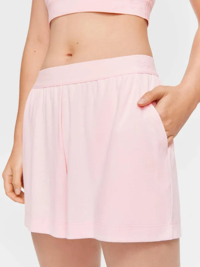 Women Pink Logo Mid Short Pale Pink Peter Alexander Shorts
