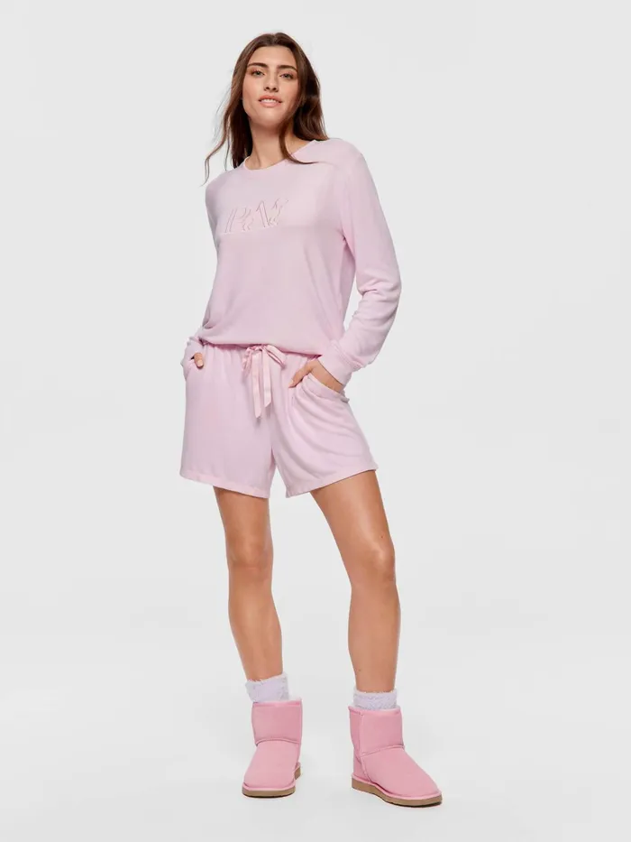 Women Pink Plush Mid Short Pink Peter Alexander Shorts