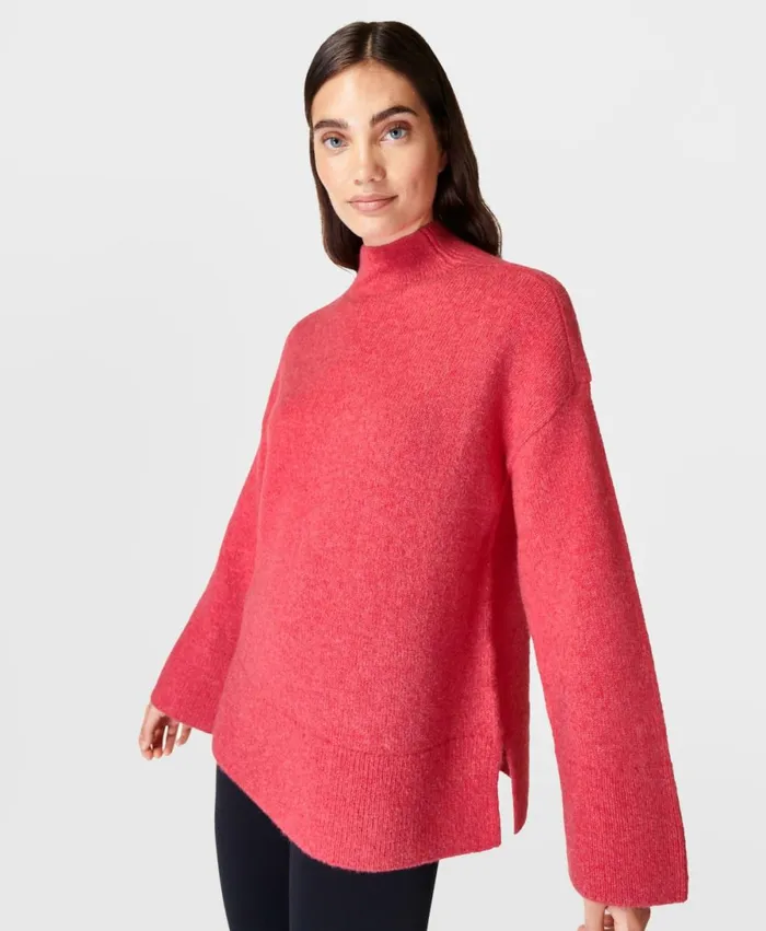 Women Pinnacle Wool Funnel Neck Venus Pink Sweaty Betty Knitwear