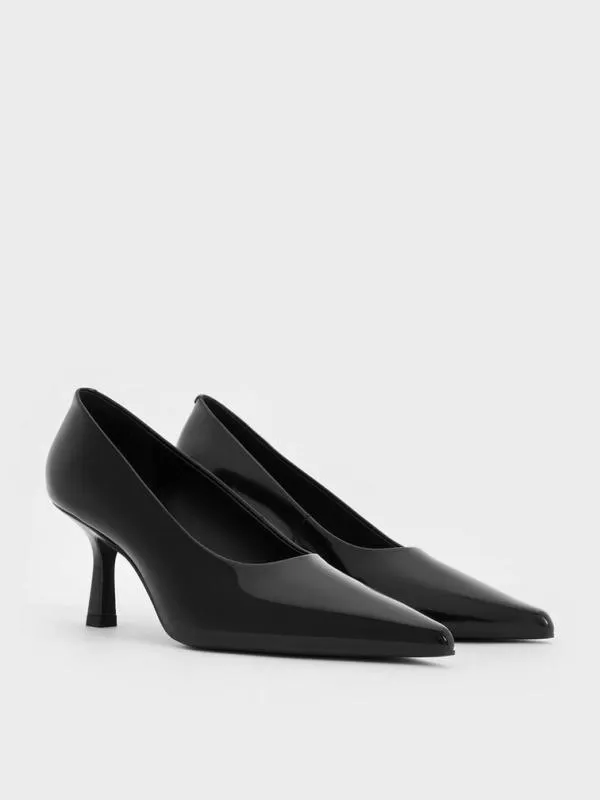Women PointedToe KittenHeel Pumps 8211 Black Box CHARLES and KEITH Heels