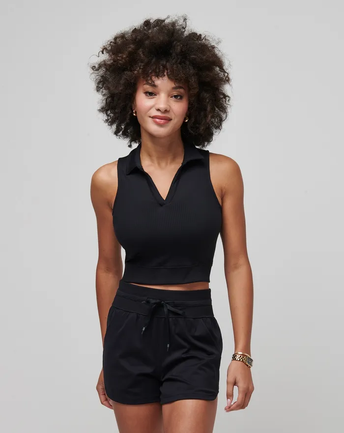 Women Polos TravisMathew MOVEKNIT SLEEVELESS VNECK POLO Black