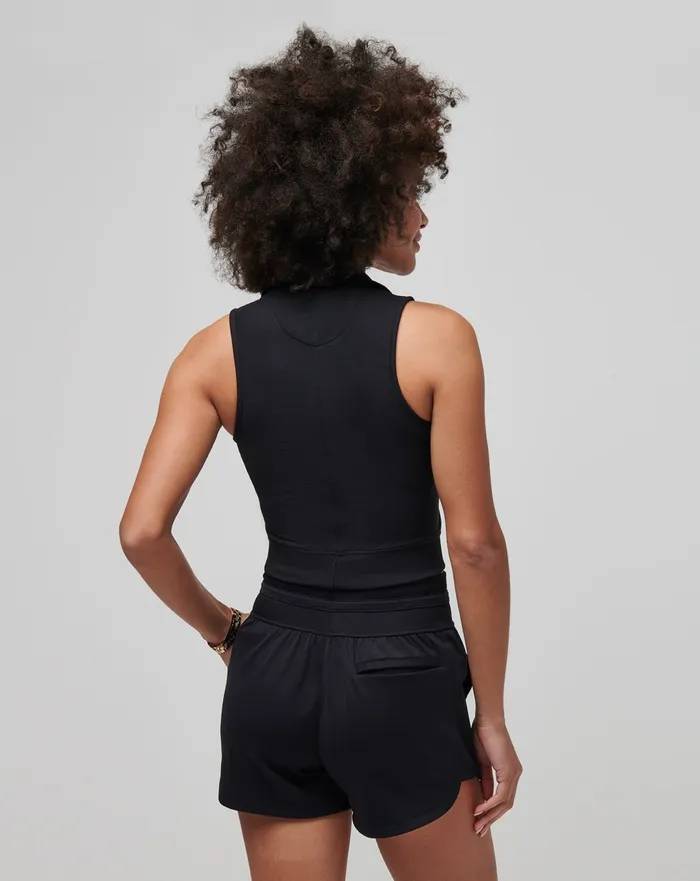 Women Polos TravisMathew MOVEKNIT SLEEVELESS VNECK POLO Black