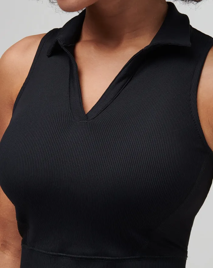 Women Polos TravisMathew MOVEKNIT SLEEVELESS VNECK POLO Black