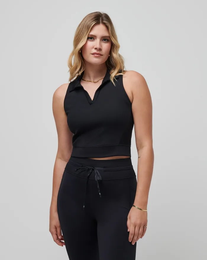 Women Polos TravisMathew MOVEKNIT SLEEVELESS VNECK POLO Black