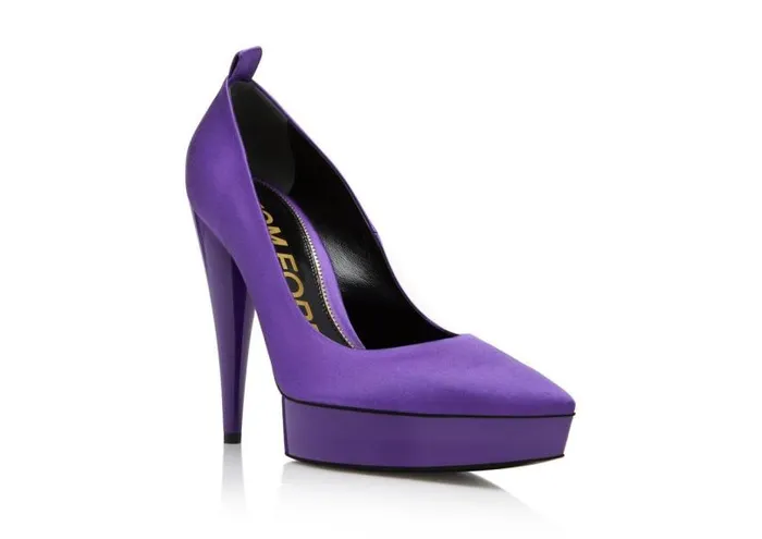 Women Pumps Tom Ford Satin Cone Heel Pump Violet Women Pumps Tom Ford Satin Cone Heel Pump Violet