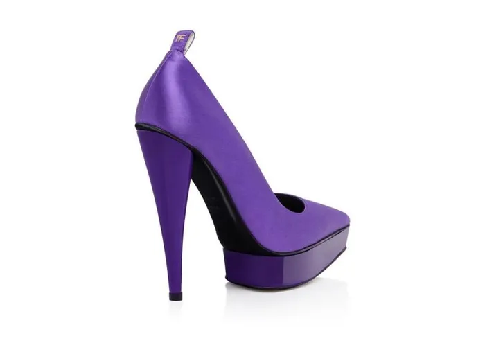 Women Pumps Tom Ford Satin Cone Heel Pump Violet Women Pumps Tom Ford Satin Cone Heel Pump Violet