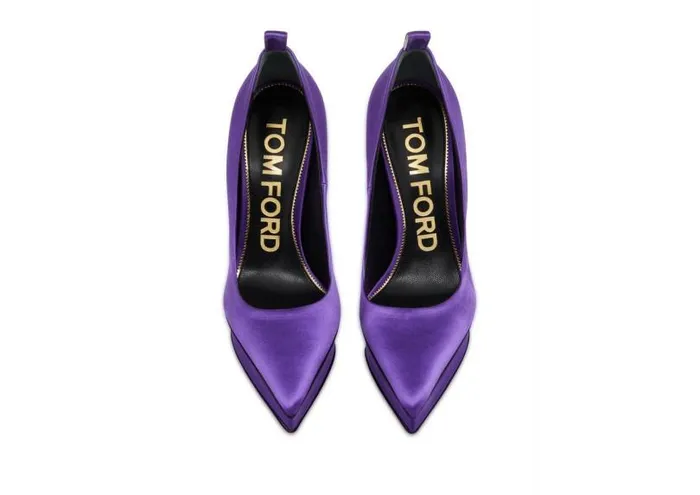 Women Pumps Tom Ford Satin Cone Heel Pump Violet Women Pumps Tom Ford Satin Cone Heel Pump Violet