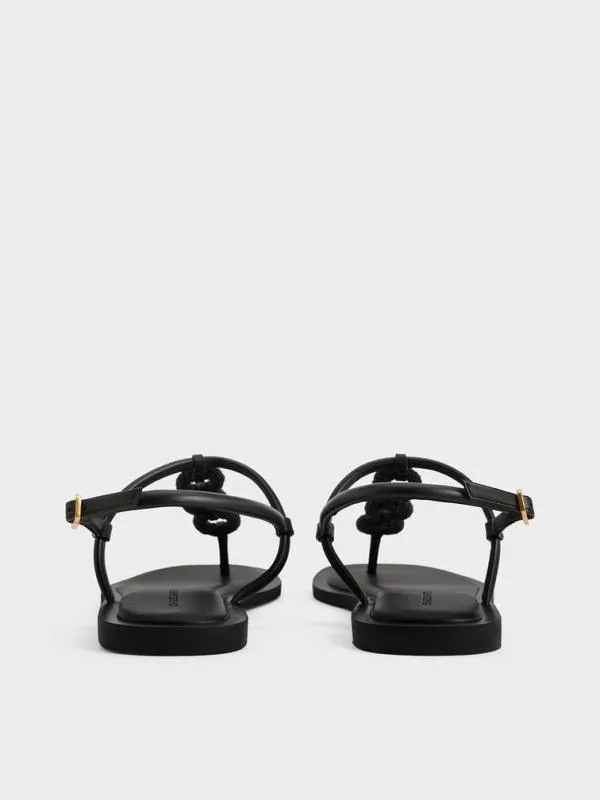 Women Raffia Ring Thong Sandals 8211 Black CHARLES and KEITH Sandals