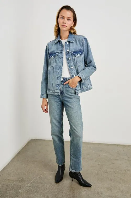 Women Rails Jackets and Coats Grove Boyfriend Trucker Jacket Embossed Indigo Women Rails Jackets and Coats Grove Boyfriend Trucker Jacket Embossed Indigo