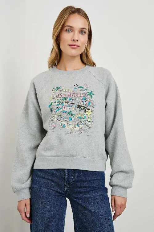 Women Rails Sleepwear and Lounge Vintage Raglan Sweatshirt Rails Los Angeles Map Grey Women Rails Sleepwear and Lounge Vintage Raglan Sweatshirt Rails Los Angeles Map Grey