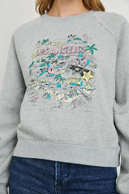 Women Rails Sleepwear and Lounge Vintage Raglan Sweatshirt Rails Los Angeles Map Grey