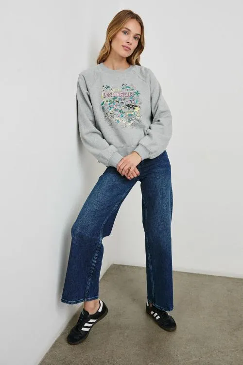 Women Rails Sleepwear and Lounge Vintage Raglan Sweatshirt Rails Los Angeles Map Grey