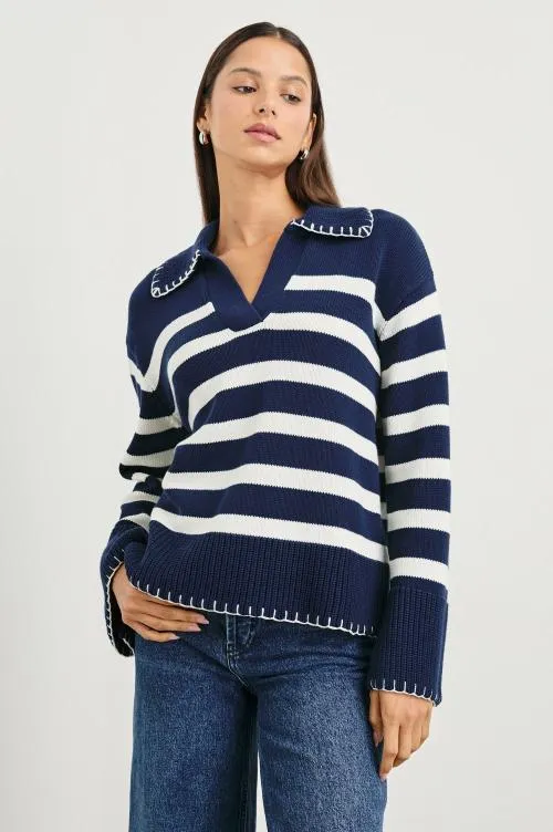 Women Rails Sweaters Athena Sweater Navy Ivory Stripe