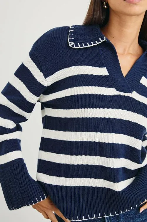Women Rails Sweaters Athena Sweater Navy Ivory Stripe Women Rails Sweaters Athena Sweater Navy Ivory Stripe