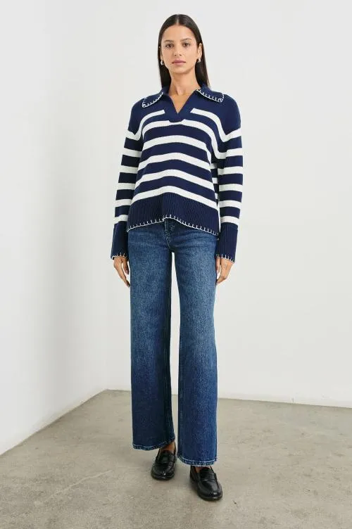 Women Rails Sweaters Athena Sweater Navy Ivory Stripe Women Rails Sweaters Athena Sweater Navy Ivory Stripe
