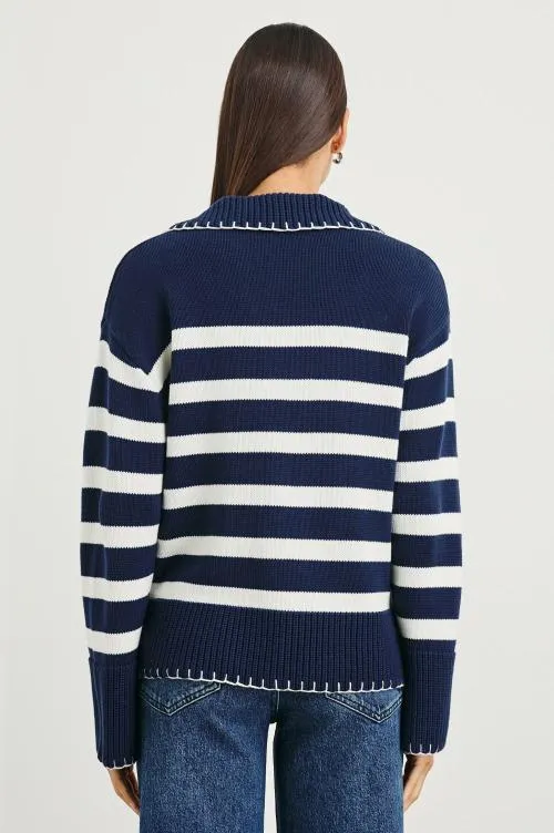 Women Rails Sweaters Athena Sweater Navy Ivory Stripe Women Rails Sweaters Athena Sweater Navy Ivory Stripe
