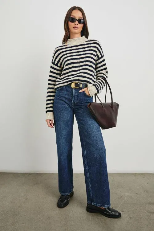 Women Rails Sweaters Corrine Sweater Oat Navy Stripes Women Rails Sweaters Corrine Sweater Oat Navy Stripes