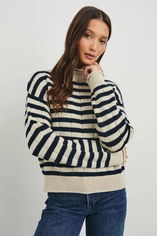 Women Rails Sweaters Corrine Sweater Oat Navy Stripes Women Rails Sweaters Corrine Sweater Oat Navy Stripes