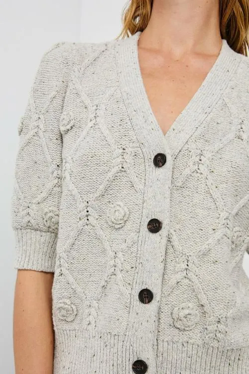 Women Rails Sweaters Isla Cardigan Grey With Crochet Daisies