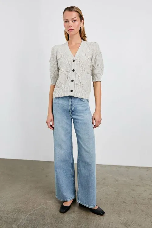 Women Rails Sweaters Isla Cardigan Grey With Crochet Daisies Women Rails Sweaters Isla Cardigan Grey With Crochet Daisies