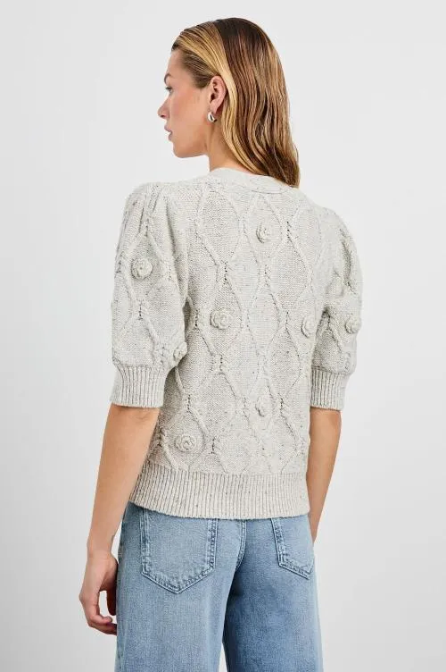 Women Rails Sweaters Isla Cardigan Grey With Crochet Daisies Women Rails Sweaters Isla Cardigan Grey With Crochet Daisies