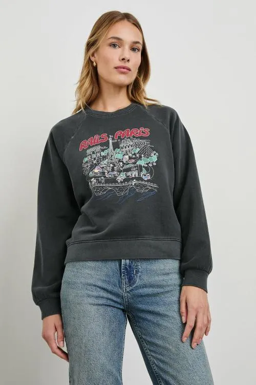 Women Rails Sweaters Vintage Raglan Sweatshirt Rails Paris Map