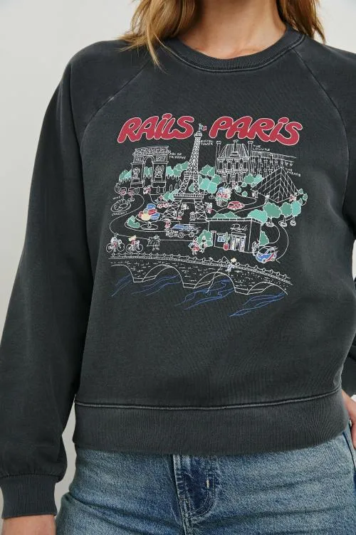 Women Rails Sweaters Vintage Raglan Sweatshirt Rails Paris Map Women Rails Sweaters Vintage Raglan Sweatshirt Rails Paris Map