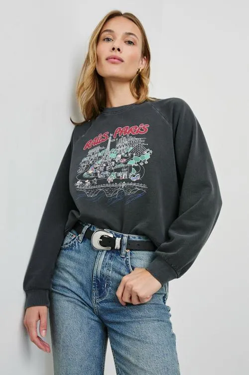 Women Rails Sweaters Vintage Raglan Sweatshirt Rails Paris Map Women Rails Sweaters Vintage Raglan Sweatshirt Rails Paris Map