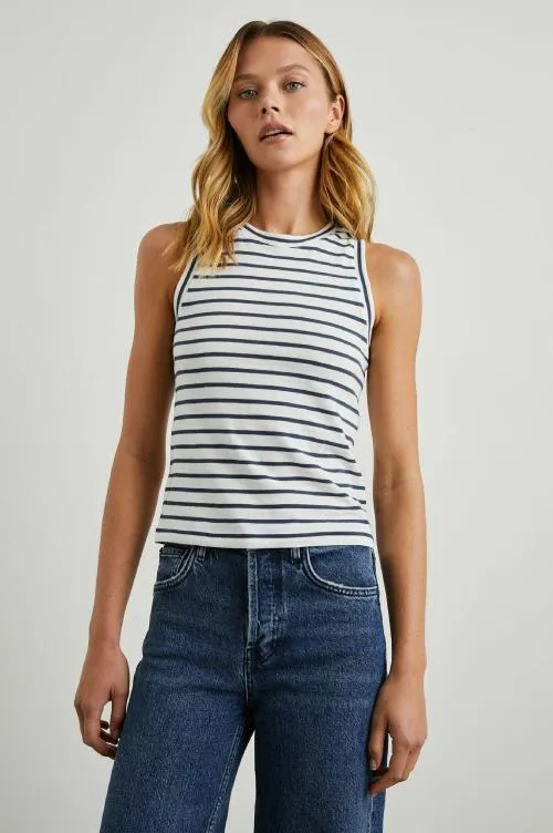 Women Rails Tees and Tanks The Racer Tank Sailor Stripe Navy