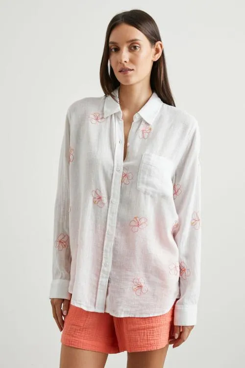 Women Rails Tops Charli Shirt Hibiscus Embroidery