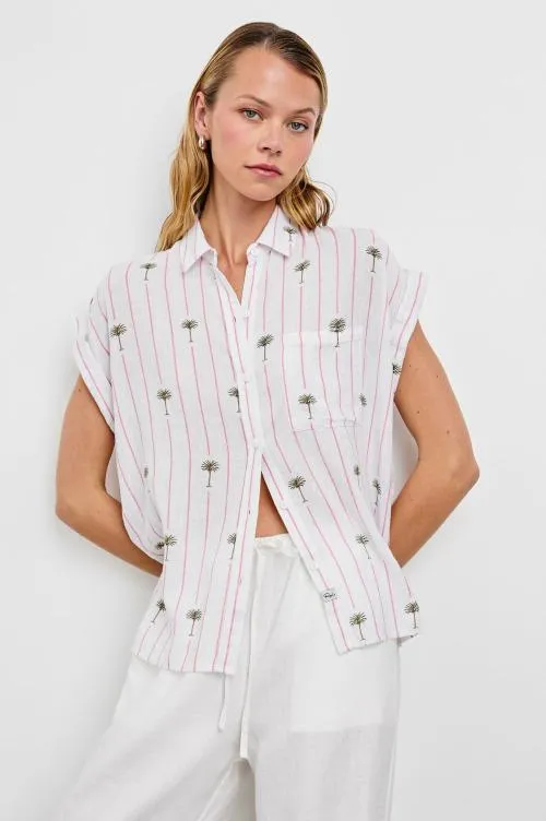 Women Rails Tops Whitney Shirt Pink Palm Stripe