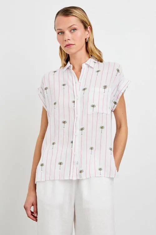 Women Rails Tops Whitney Shirt Pink Palm Stripe