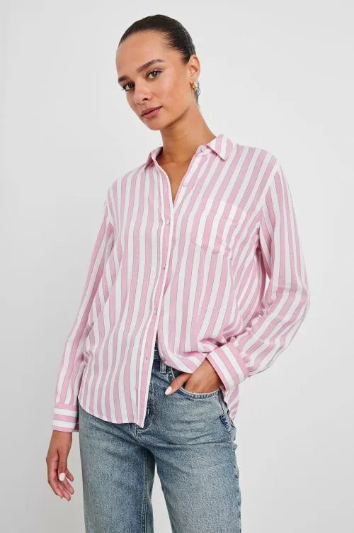Women Rails Tops Wren Shirt Rose Bloom Stripe