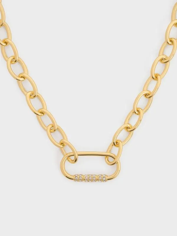 Women Reagan Crystal ChainLink Necklace 8211 Gold CHARLES and KEITH Necklaces
