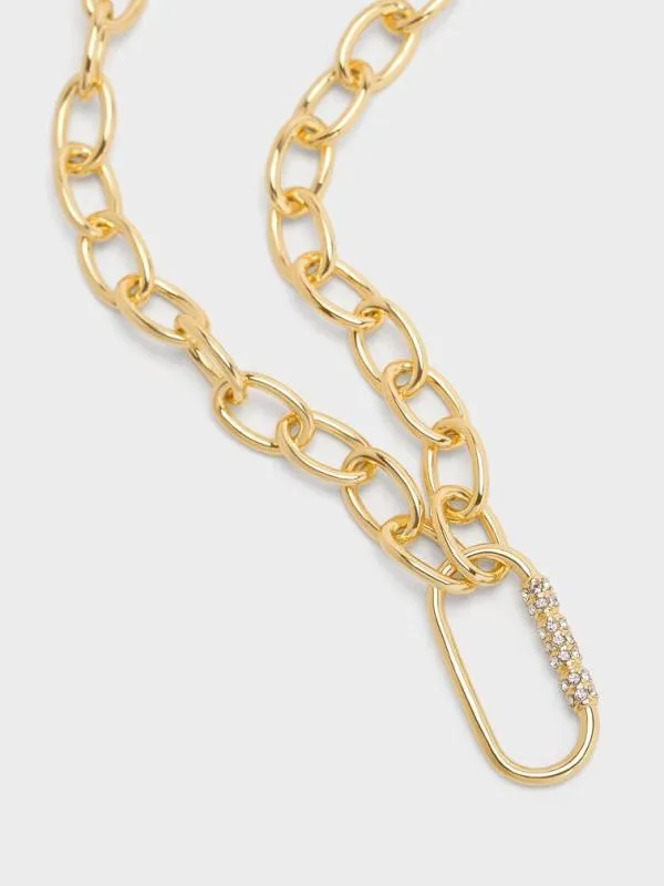 Women Reagan Crystal ChainLink Necklace 8211 Gold CHARLES and KEITH Necklaces Women Reagan Crystal ChainLink Necklace 8211 Gold CHARLES and KEITH Necklaces
