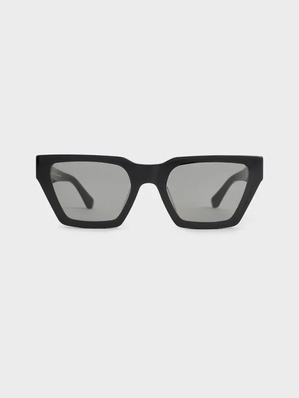 Women Recycled Acetate Angular Sunglasses 8211 Jet Black CHARLES and KEITH Wayfarer Women Recycled Acetate Angular Sunglasses 8211 Jet Black CHARLES and KEITH Wayfarer