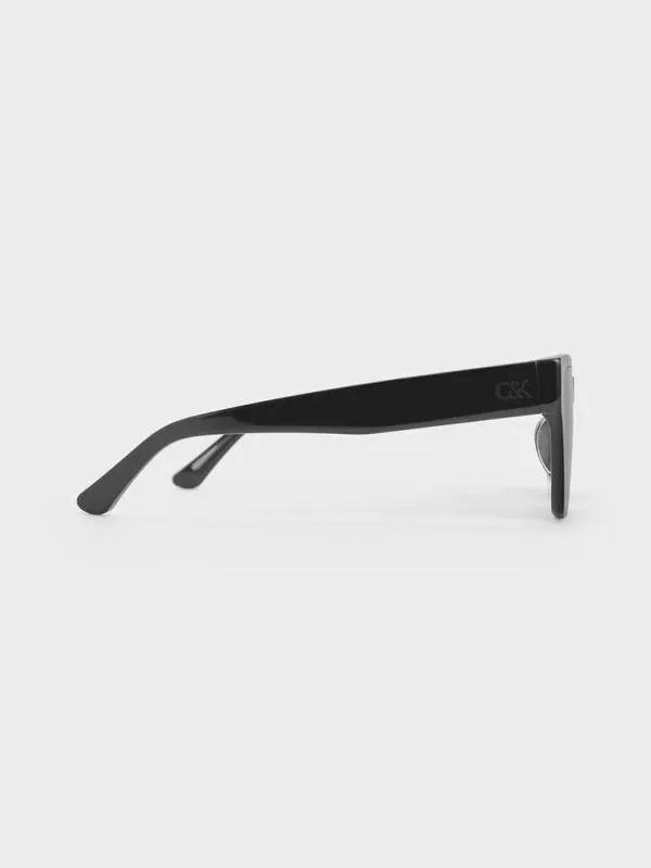 Women Recycled Acetate Angular Sunglasses 8211 Jet Black CHARLES and KEITH Wayfarer