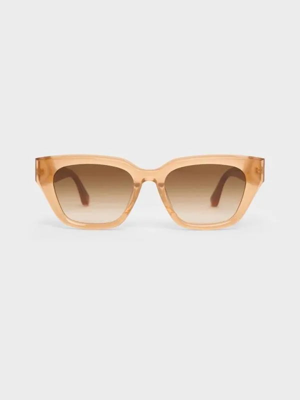 Women Recycled Acetate CatEye Sunglasses 8211 Toffee CHARLES and KEITH Cateye