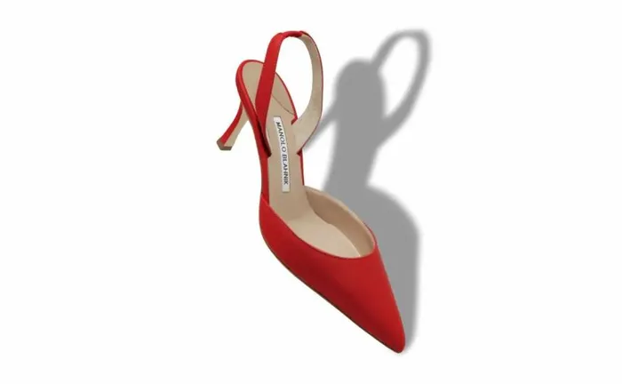 Women Red Nappa Leather Slingback Pumps Manolo Blahnik Pumps