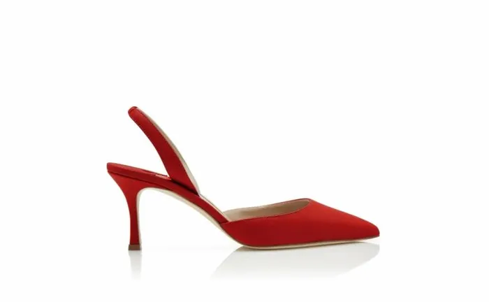 Women Red Nappa Leather Slingback Pumps Manolo Blahnik Pumps