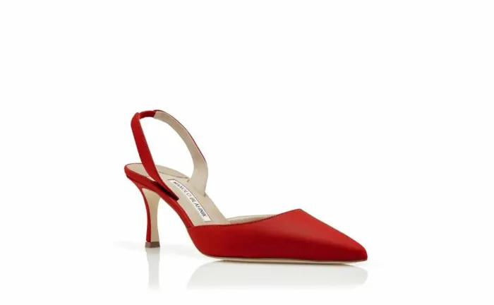 Women Red Nappa Leather Slingback Pumps Manolo Blahnik Pumps