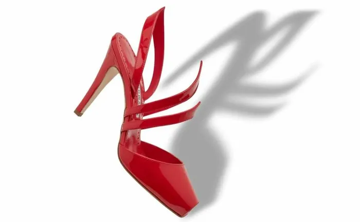 Women Red Patent Leather Slingback Pumps Manolo Blahnik Pumps