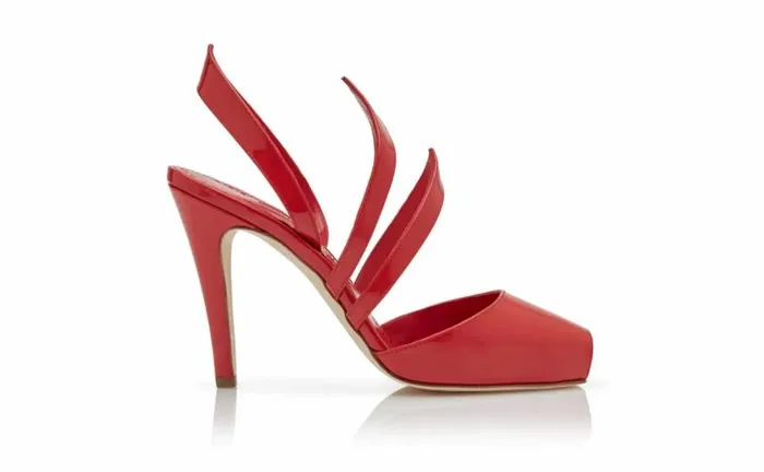 Women Red Patent Leather Slingback Pumps Manolo Blahnik Pumps