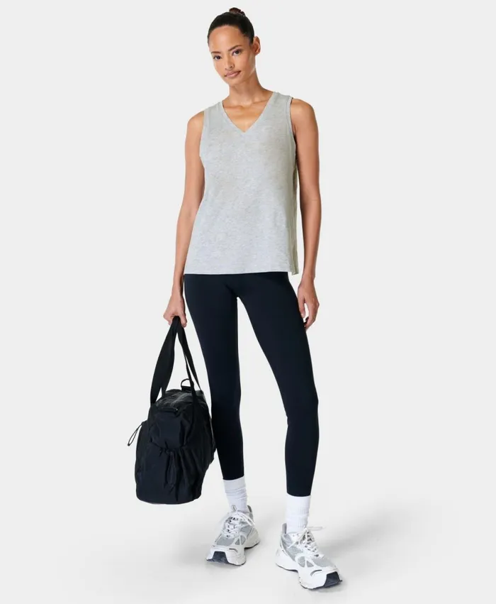 Women Refresh Side Split Vest Light Grey Marl Sweaty Betty Vest Tops