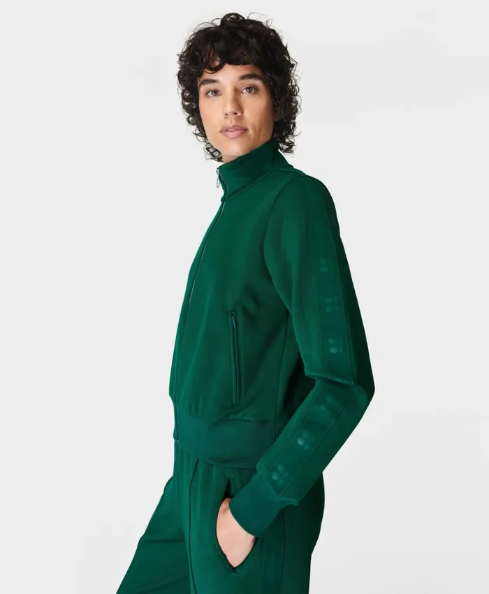 Women Retro Tricot Zip Up Retro Green Sweaty Betty Jumpers Hoodies