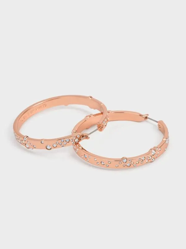 Women Reverie Crystal Large Hoop Earrings 8211 Rose Gold CHARLES and KEITH Earrings Women Reverie Crystal Large Hoop Earrings 8211 Rose Gold CHARLES and KEITH Earrings