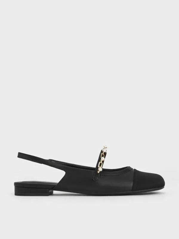 Women Rio Beaded ChainLink Slingback Flats 8211 Black CHARLES and KEITH Ballet Flats Women Rio Beaded ChainLink Slingback Flats 8211 Black CHARLES and KEITH Ballet Flats
