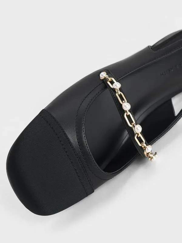 Women Rio Beaded ChainLink Slingback Flats 8211 Black CHARLES and KEITH Ballet Flats