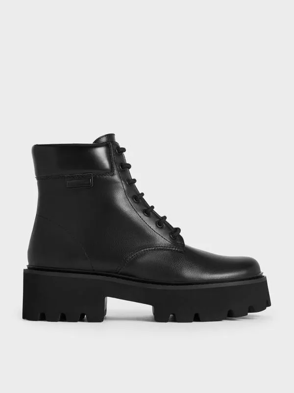 Women Ripley Ridged Sole Ankle Boots 8211 Black2 CHARLES and KEITH Boots