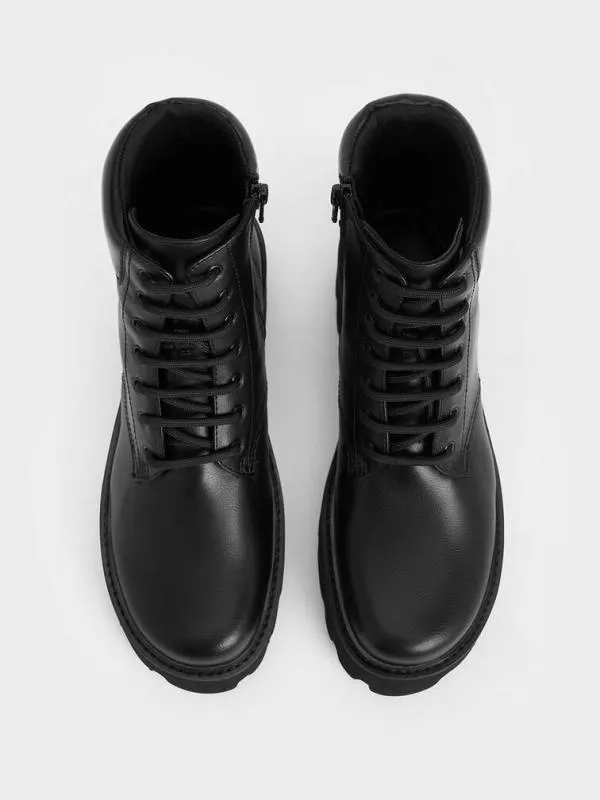 Women Ripley Ridged Sole Ankle Boots 8211 Black2 CHARLES and KEITH Boots